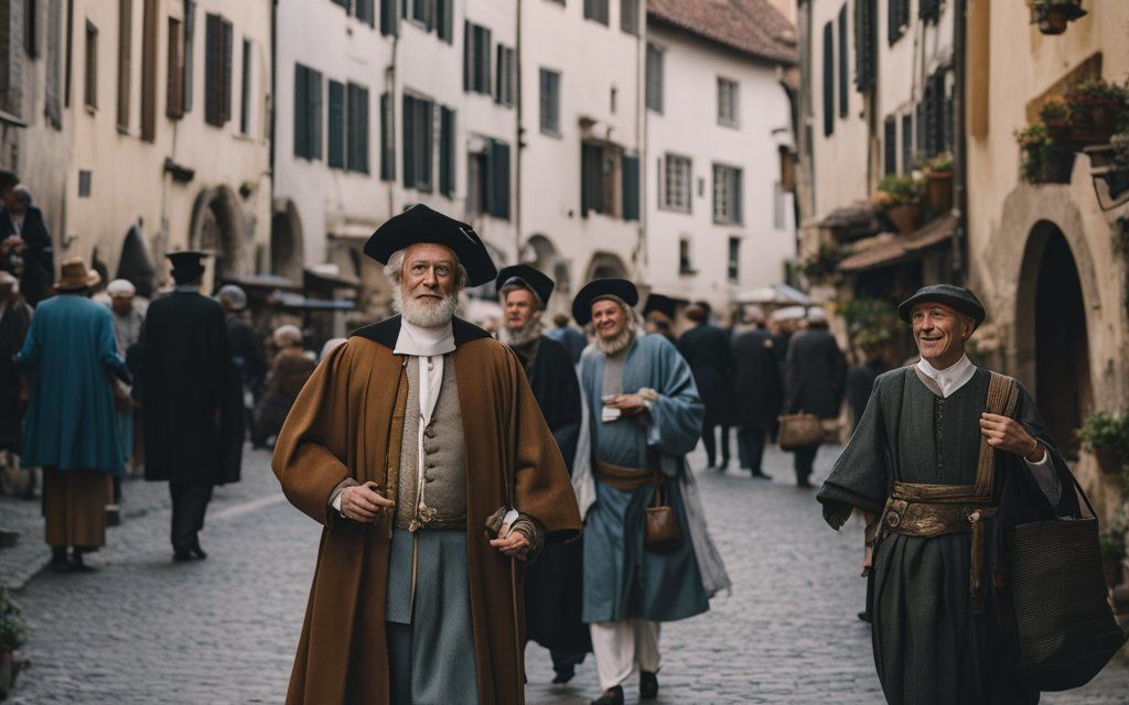 A middle-aged and strong man named Carter walked in the crowded town  in the 15th century