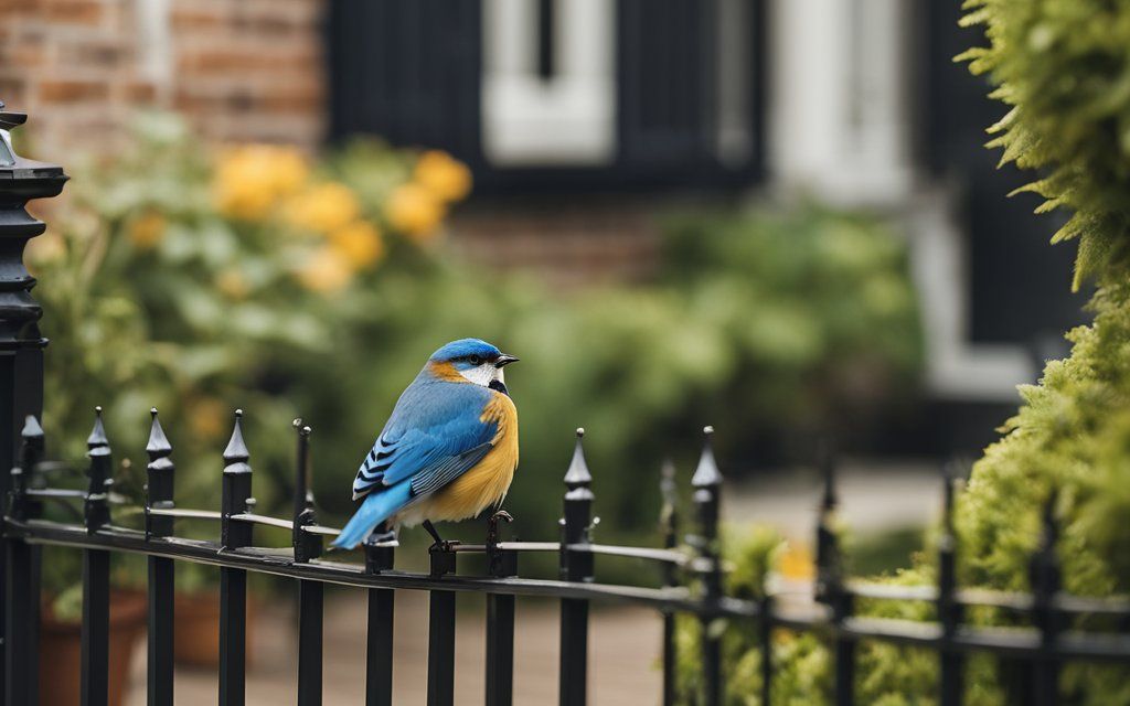 A chirping bird on the gate