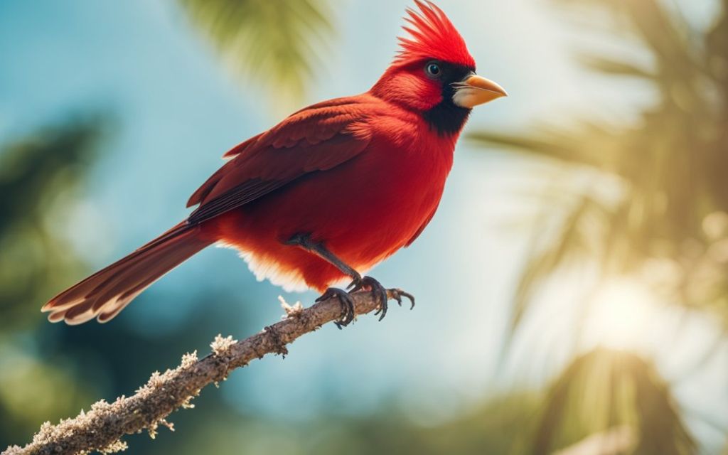 Red bird on the branch