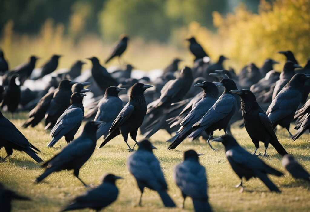 Crows Gathering In Large Numbers